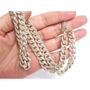 Vintage Pale Gold Plated Thick Chain Necklace Signed Germany 25" x 10mm A915